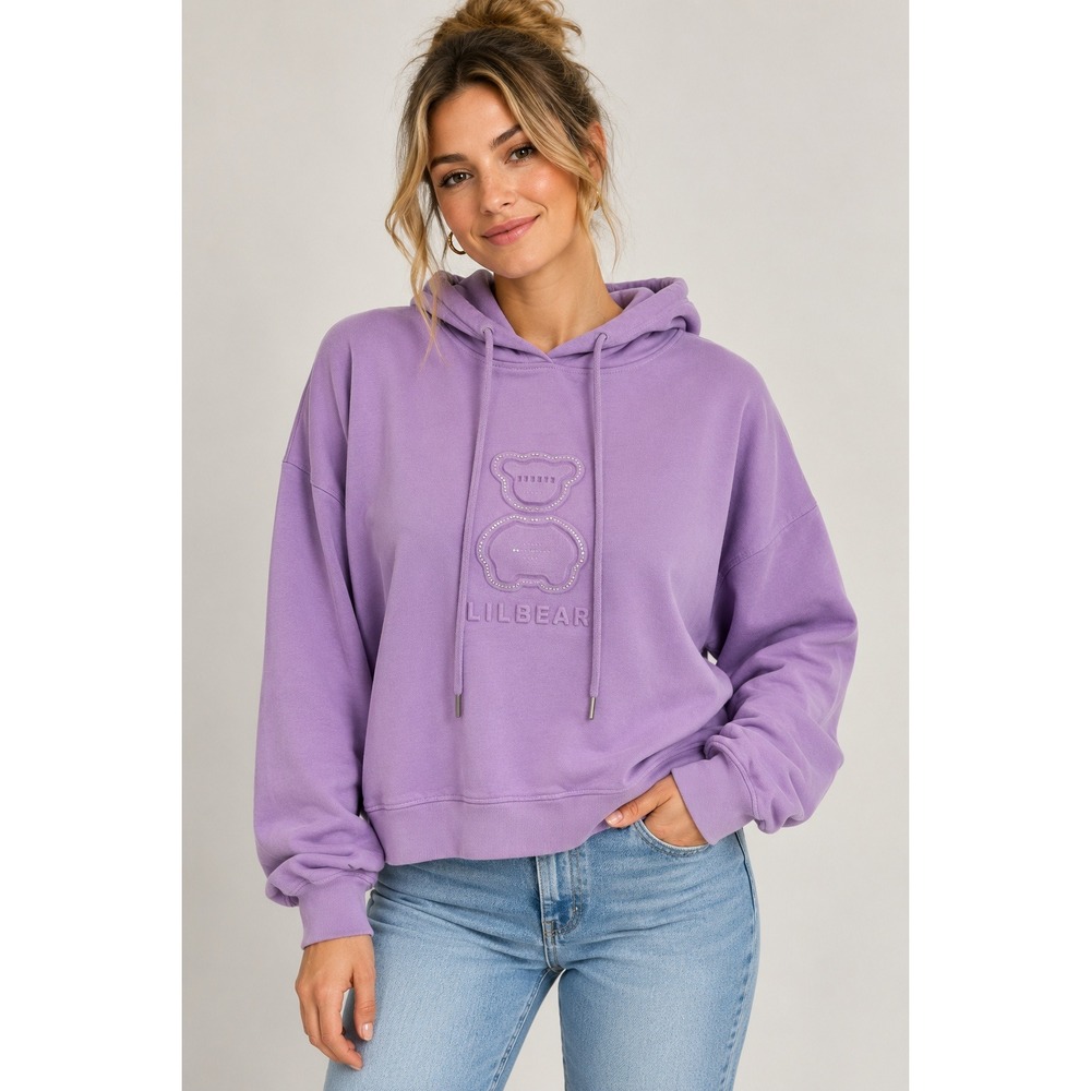 Lilbear Hoodie Women One Size Kawaii Aesthetic Lavender Teddy Bear Rhinestone
